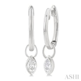 1/3 ctw Bezel Set Marquise Cut Diamond Huggie Earrings in 14K White Gold
